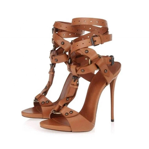 2021 Summer Great Quality Buckle Gladiator Roman <b>Shoes</b> Women Sandals Thin High Heels Sexy Dress Party <b>Shoe</b> Big Size 43 - Product Image 4