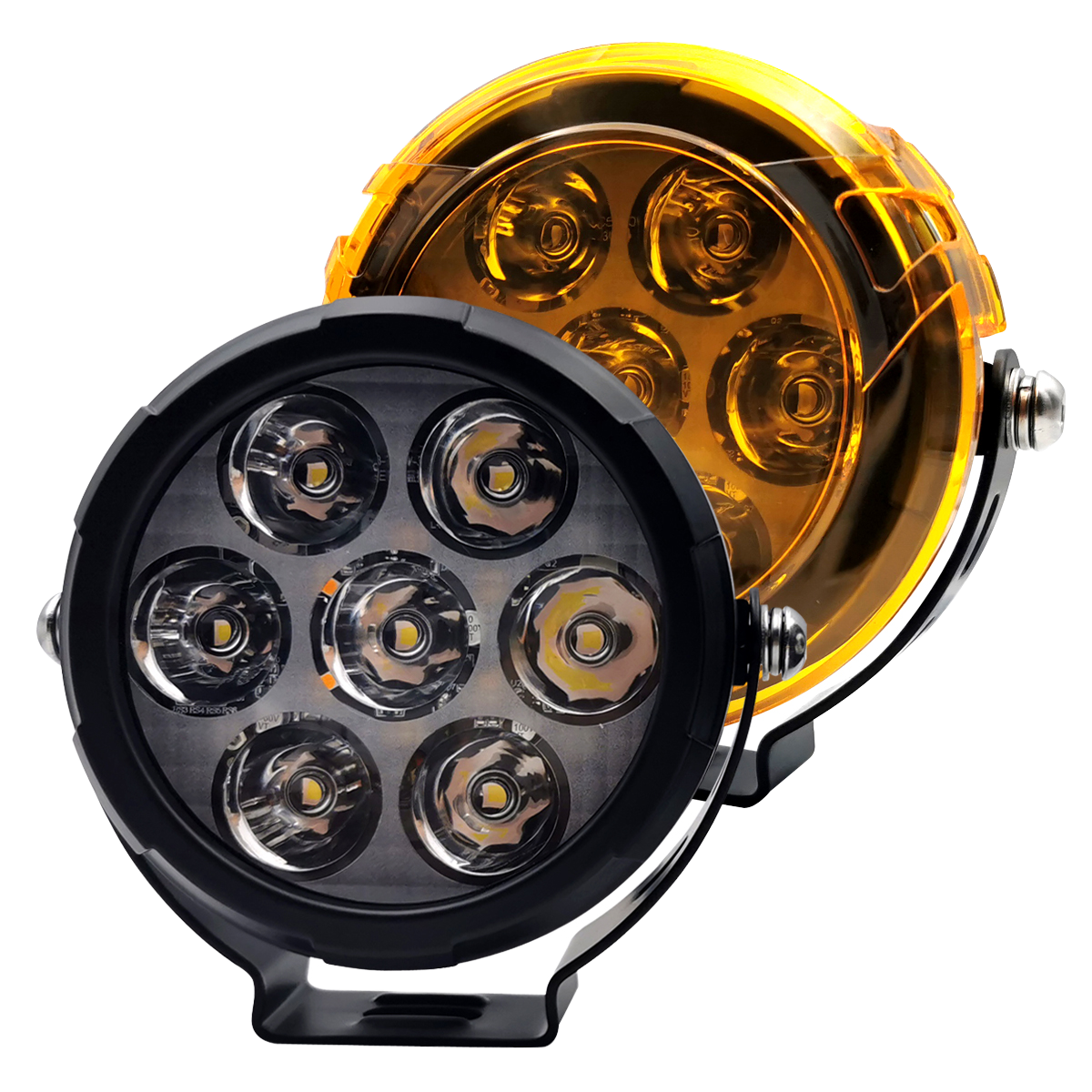 Motorcycle Spot LED Driving Light 70W 6000K Super Bright with Mounting Bracket IP68 Waterproof Motorbike Auxiliary Work Lamps