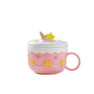 แก้วกาแฟเซรามิคน่ารัก ฝาปิดลายการ์ตูน ปรับแต่งสีและโลโก้ได้ เหมาะสำหรับงานปาร์ตี้ สวยงามมีสไตล์ ลงตัวกับไอจี ความจุ 401-500 มล. - Product Image 6