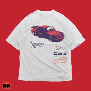 T-shirt vintage con grafica auto sportiva turbo, unisex, oversize, girocollo, manica corta, streetwear, ispirata alle corse. - Product Image 1