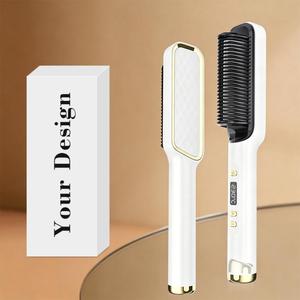 0728 Negative Ion Hair Care Straightener Brush 30s Fast <b>Heat</b> up Portable Multi-styler Multiple Colors Available Hot Comb - Product Image 4