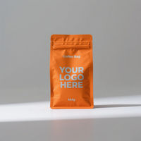 Sac de café personnalisé avec valve et fermeture éclair imprimé à fond plat debout emballage en plastique Mylar pochette en feuille d'aluminium mat