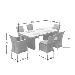 Set da pranzo per arredo giardino RGEN antracite 7 pezzi con cuscini resistenti alle intemperie per terrazza e giardino - Product Image 1
