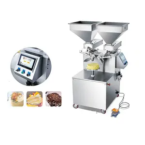 Otomatis kecil Desktop Dekorasi mesin lapisan kue Mille Crepe mesin kue lapisan Icing kue menyebarkan lapisan mesin Frosting