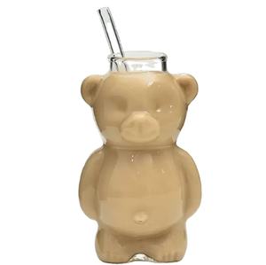 Vente en gros tasse à café en verre personnalisée créative <span class=keywords><strong>internet</strong></span> célébrité mignon dessin animé ours en peluche - Product Image 4