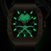 Montre mécanique automatique de luxe pour homme Bonest Gatti, forme tonneau, verre saphir anti-reflet, bracelet en silicone, affichage de la date BG9904