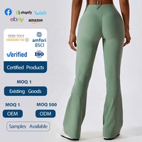 Pantalon évasé de yoga taille haute croisé pour les sports de danse pour femmes pantalon large décontracté hanche levage Fitness Micro pantalon évasé