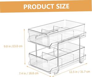 2-Tier Rectangle Clear Removable Dividers Slide-Out Eco-Friendly Plastic <b>Storage</b> Bins Bathroom Sink Organizer <b>Kitchen</b> Fridge - Product Image 5