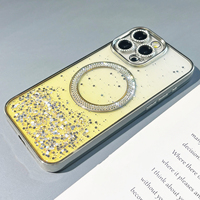 Luxe Sans Fil Charge Transparent Magnétique Pare-chocs Paillettes Téléphone étui pour iphone 16 15 14 13 12 11 Pro Max 16 Plus