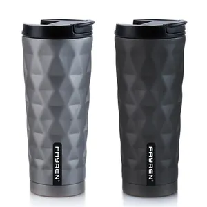 Fayren 16oz Stainless Steel Insulated Vacuum Car Keeps Drinks Tumbler Coffee Cup with Flid Lid