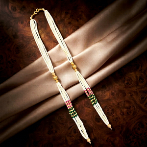 สร้อยคอมุกหลายเส้นแบบพรีเมียมไฮโดรมาลา สร้อยคอยาวแบบดั้งเดิมสำหรับเจ้าสาวอินเดีย ดีไซน์เนอร์ สร้อยคอประดับลูกปัดสีทอง - Product Image 1