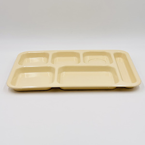 ถาดเมลามีนแบ่งช่อง 6 ช่อง ขนาด 36.1*24.9 ซม. พร้อมที่วางแก้ว สำหรับโรงเรียน/โรงอาหาร - Product Image 1