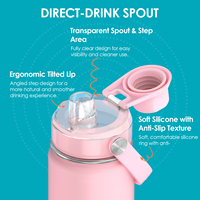 Bouteille d'eau isotherme double paroi en acier inoxydable avec couvercle à paille, pour voyage, sport et extérieur, personnalisable avec logo