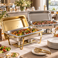 Ensemble buffet chauffe-plat pliable en or 9L en acier inoxydable chauffe-plats de luxe pour soupe traiteur pas cher pour hôtel présentation de fête de mariage