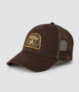 Casquette Trucker TOPCAP personnalisée style vintage avec patch champignon et gnome – Marron en sergé et maille, unisexe, <span class=keywords><strong>pour</strong></span> l'extérieur, style nature et hippie - Product Image 1