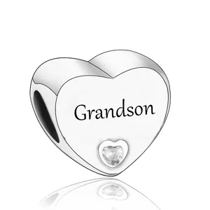 925 Sterling Silver Grandma Grandson Best Friends Charm Beads Charm Fit Original Brand Charms Bracelet For Women Fine Jewelry