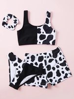 Nuevo en Stock 2026: Bikini de 3 Piezas con Estampado de Leopardo para Niñas, Traje de Baño con Top Bandeau, Pantalones Cortos Tipo Boxer, Traje de Baño para Niñas Pequeñas
