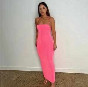 2024 <span class=keywords><strong>été</strong></span> Sexy <span class=keywords><strong>dos</strong></span> ouvert à lacets soutien-gorge suspendu cou <span class=keywords><strong>longue</strong></span> <span class=keywords><strong>robe</strong></span> <span class=keywords><strong>dans</strong></span> un style et N - Product Image 3