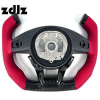 Accessoires intérieurs pour Mercedes Benz W204 W203 W205 C63 AMG, volant personnalisé en cuir perforé rouge et fibre de carbone