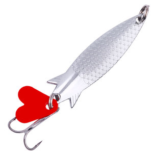 Vente en gros Sp226 7cm 7g Leurres de pêche artificiels en métal doré <span class=keywords><strong>et</strong></span> argenté avec <span class=keywords><strong>lame</strong></span> en forme de cœur rouge - Product Image 5