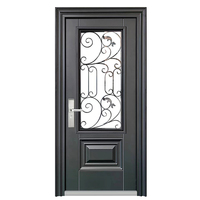 Portes en acier de sécurité, porte d'entrée en métal, porte extérieure imperméable de haute qualité en provenance de Chine, portes en acier avec vitrage pour la maison