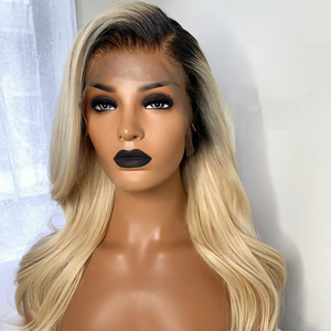 1B Roots 613 Ombre Blond Couleur Brésilienne Vierge Cheveux Humains <span class=keywords><strong>Suisse</strong></span> HD Dentelle Frontale Perruques Vague de Corps pour les Femmes - Product Image 1