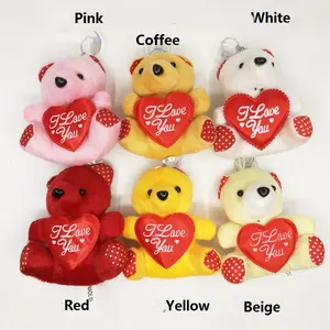 cheap price 10CM plush teddy bear with red heart stuffed valentine teddy bear plush toy