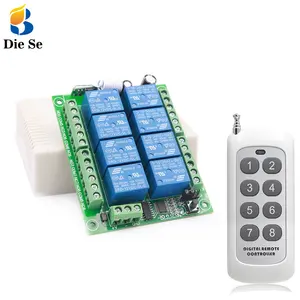 500m Long Range Transmitter and 433MHz Wireless Universal Remote Control Switch DC 12V 8CH Relay Receiver