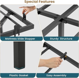 Nhà Máy Bán buôn nổi khung giường kích thước đầy đủ với đèn LED, nền tảng kim loại giường đầy đủ với thép nặng màu đen - Product Image 6