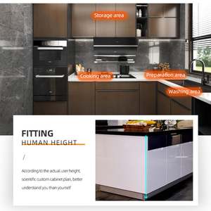 Ensemble d'armoires de cuisine modernes en mélamine en forme de L, armoire de cuisine moderne - Product Image 2