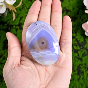 Pierre de palmier sculptée en agate bleue rayée de haute qualité, impression numérique, tendance mode, décoration intérieure, cadeaux de fêtes, vente en gros - Product Image 2