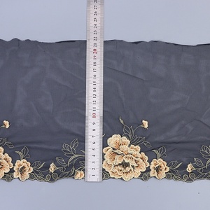 Tissu en dentelle florale brodée en maille <span class=keywords><strong>noire</strong></span> en gros pour sous-vêtements, vêtements, chemises de nuit, poupée <span class=keywords><strong>Barbie</strong></span>, 20 cm de large, dentelle africaine - Product Image 5