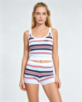 Shorts de cyclisme rayés pour femmes en coton et élasthanne, taille haute, pour le sport et le fitness, vente en gros OEM