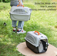 Caisse de Transport pour Chat en Plastique Homologuée par les Compagnies Aériennes avec Poignée, Cage de Voyage pour Animaux et Niches de Transport avec Porte Métallique