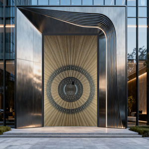 Portes d'entrée extérieures modernes de luxe YUDON DOOR, en aluminium, insonorisées, imperméables, ignifuges, doubles entrées pour résidences - Product Image 3