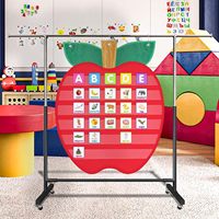 Organizador de Bolsillo con Forma de Manzana, Tamaño Personalizable, de Poliéster, Herramienta de Enseñanza para el Aula, Aprendizaje de Idiomas, Material Escolar para Niños