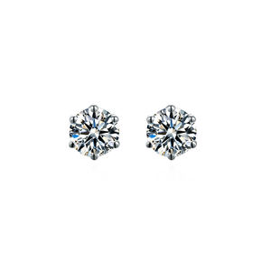 Boucles d'oreilles pour femmes en argent sterling serties de moissanite 0,5 ct à six griffes pour soirée - Product Image 1