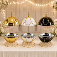 GOLDEN KEY 8L Edelstahl Chafing Dish zum Aufhängen, Kommerzieller Buffet-Server mit Kuppeldeckel, Speisenwärmer für Hochzeiten