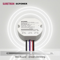 Conducteur LED SCPOWER 10W 15W 20W 30W 40W 50W CC Mini circulaire 0-10v 1-10v 5 en 1 PWM Triac avec fonction PFC active intégrée