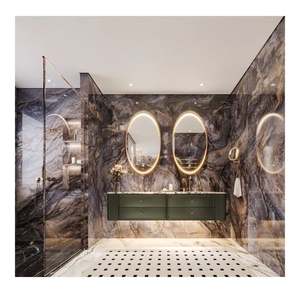 Meuble-lavabo de salle de bain de luxe traditionnel résistant à l'eau avec design rétro en verre et marbre, haute qualité pour villa - Product Image 1