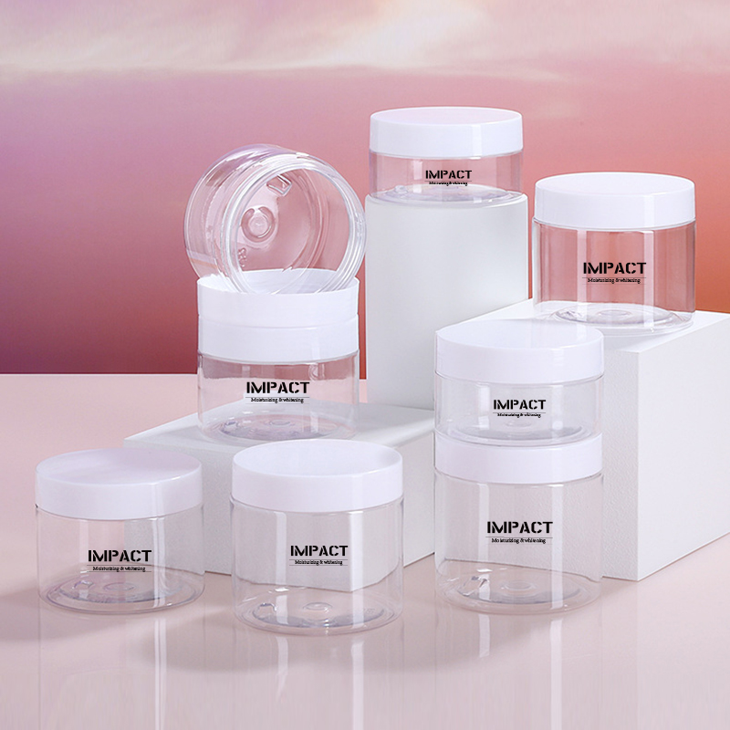 80ml 120ml 140ml 150ml 180ml 200ml 250ml 300ml PET clear Cosmetic Cream Jars Plastic Body Scrub Container With Black Lids