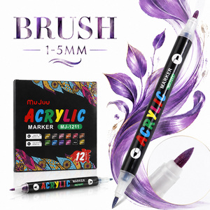 Pennarello Acrilico a Doppia <span class=keywords><strong>Punta</strong></span>, <span class=keywords><strong>Punta</strong></span> Morbida e Fine, 12 Colori per Pittura, Arte Metallica, Graffiti su Roccia, Ceramica, Vetro, Legno, Fai da Te - Product Image 5