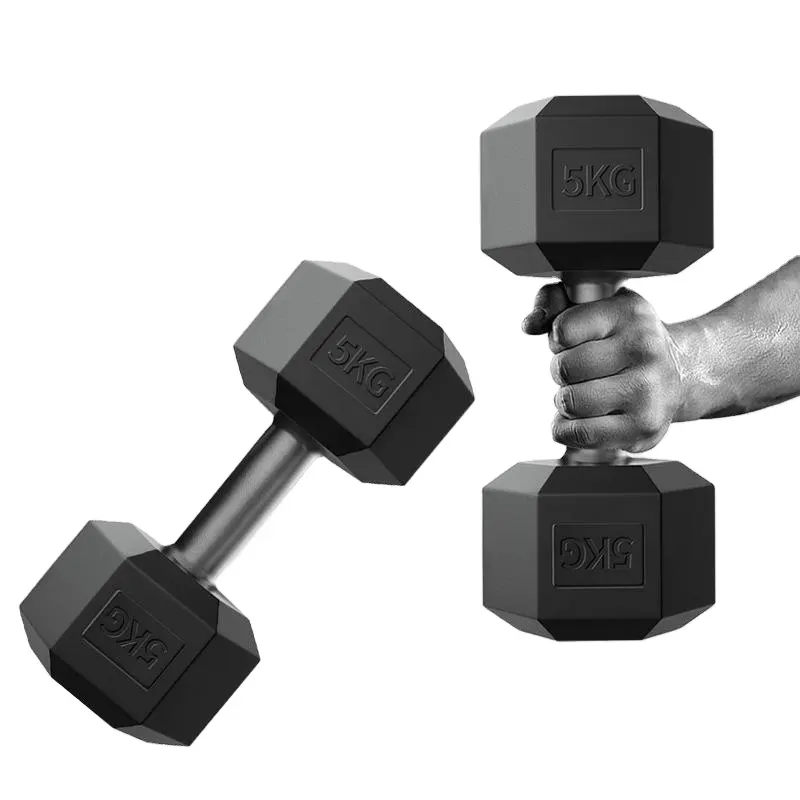 Manufacturer Wholesale Cheap Free Weights Gym Fitness Accessories Black Adjustable Hex Pu Dumbbells