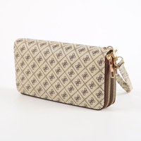 Tas HP Wanita Model Eropa Amerika Terbaru, Clutch PU Panjang Modis, Kapasitas Besar, Resleting, Motif Geometris, Luas