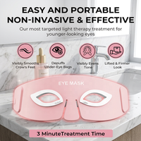 Masque oculaire LED à lumière rouge pour le traitement des cernes, OEM, logo personnalisé, rose, en silicone, appareil de beauté pour les yeux, soin de la peau, masque oculaire à lumière rouge