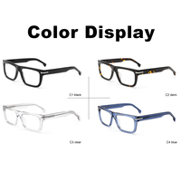 Lunettes de Vue Optiques Rectangulaires Classiques en Gros, Monture Vintage en Acétate Épaisse avec Filtre Anti-Lumière Bleue pour Hommes, Femmes et Unisexe