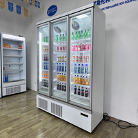Congélateur commercial à trois portes, refroidissement par air, pour magasin d'aliments surgelés, supermarché