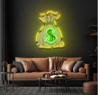 Letrero Luminoso LED de Acrílico con Diseño de Bolsa de Dólares, Impresión UV Personalizada, Resistente al Agua IP65, para Decoración de Interiores/Exteriores