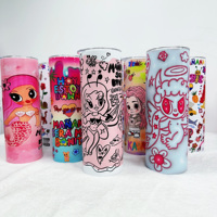 Vaso Térmico Delgado de 20oz para Sublimación, Personalizable con Gráficos, Doble Capa, con Diseño de Personajes Femeninos, para Café o Bebidas