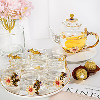 Service à thé et tasses à fleurs en verre cristal sans plomb, cadeau d'affaires, écologique, luxe, voyage, style zen asiatique, 20 ensembles, vente en gros Jesenbol